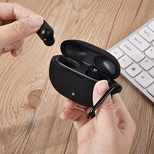 AIRSPO Silicone Case Compatible with Beats Studio Buds Case 2021 Soft Protective Cover for Beats Wireless Earbuds with Keychain（Black - color: Black