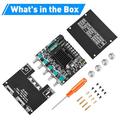 Daakro ZK-MT21 Bluetooth Amplifier Board,50W+50W+100W 2.1 Channel Subwoofer Amp Board with Treble/Bass/Sub Control,DC 9-24V, Bluetooth and AUX Inputs, DIY Wireless Speakers AMP Board, Password Free - color: ZK-MT21