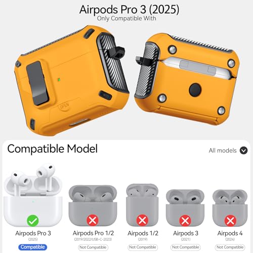 for AirPods Pro 3 Case Safety Lock (Yellow) - color: W-yellow