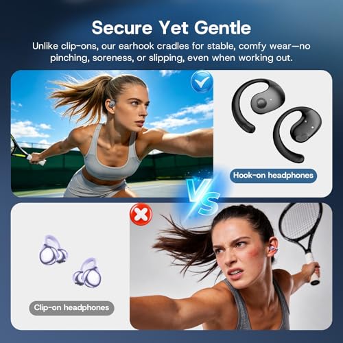 Open Over Ear Earbuds Open Ear Headphones Wireless Bluetooth | Over The Ear Earbuds That Don'T Go In Your Ear Air Conduction With Awareness Of Surroundings With Over-Ear Hooks - color: Black