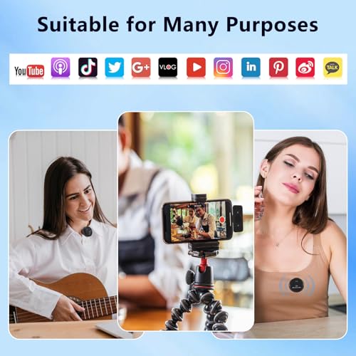 Gift Wireless Personal Lavalier Microphone with【Cultural Stickers】for Lightning iPhone 17/16/15/Android Noise Cancellation Omnidirectional Microphone for Video Recording Vlog Interviews Podcasts