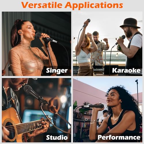 talomen Wired Microphone for Singing, Metal Female, ON/Off Switch, Professional Vocal Dynamic Mic with 20ft & 6.5ft XLR Audio Cable, Cardioid Studio Microfono for Podcasting and Recording, Black-L52