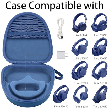 Hard Case for JBL Tune 720BT 520BT 770NC 670NC 510BT, Dark Blue | Travel Case Compatible with JBL Live 770NC 780NC 680NC 670NC Headphones. Hard EVA Shell with Soft Velvet Lining. Case Only - color: Dark Blue Case