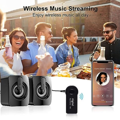 Bluetooth Receiver for Music Streaming, Mini Wireless Adapter for Car, 8-Hour Battery Life, Handsfree Calls, Aux to Bluetooth Adapter for Car, Home Stereo, Headphones, Speakers