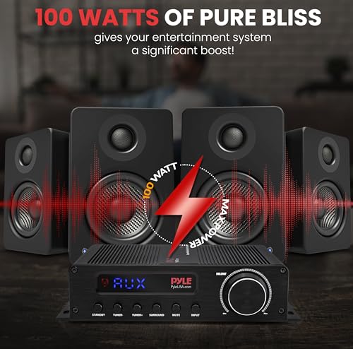 Pyle 100W 5 Channel Audio Amplifier - Wireless Bluetooth Home Theater Power Stereo Receiver with Surround Sound w/HDMI, AUX, FM Antenna, Subwoofer Speaker Input, 12V Adapter - PFA540BT.6
