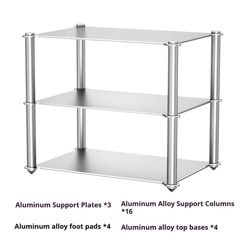 Desktop HiFi Audio Rack Modular Isolation Stand for DAC Amp, 3-Tier | Aluminum Alloy Hi-Fi Audio Rack, Full Metal, Audio Component Shelf With Shock Absorption Feet Three-Layer(293 x 200 x 244mm) - size: Three-Layer(293 x 200 x 244mm)
