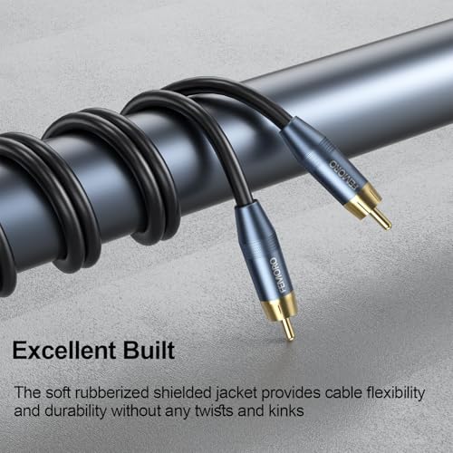 Subwoofer Cable 10 ft, Single RCA Coaxial Cord, Dual Shielded, Gold-Plated | Deep Bass for Subwoofer AV Receiver and more