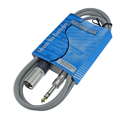 1/4" TRS to 3 Pin XLR Male Pro Audio Patch Cable Balanced and Shielded (6 Foot Feet ft Long, Gray) - color: Gray, size: 6 ft long
