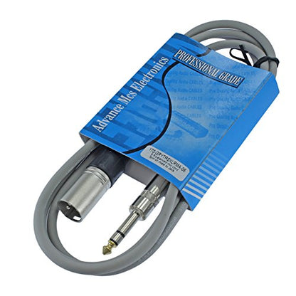 1/4" TRS to 3 Pin XLR Male Pro Audio Patch Cable Balanced and Shielded (6 Foot Feet ft Long, Gray) - color: Gray, size: 6 ft long
