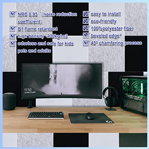 18 Pack Acoustic Panels-12"X12"X 0.4"Soundproof Wall Panels, White Sound Absorbing Panel,High-Density Sound Dampening Panels Acoustic Treatment for Home Studio - color: white-square