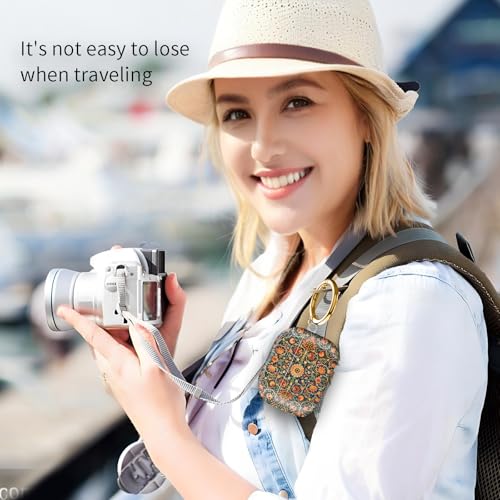 Compatible with Airpod pro 2nd/1st Generation Case Cover with Gold Round Keychain Cute Pattern Hard & Anti Slip Cover for Men Women & Girls（Flowery Branch） - color: Flowery Branch