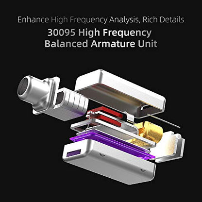 KZ ZST X Hybrid in-Ear Earphones, Purple | HiFi Musician Monitor Earbuds, Detachable 2-Pin Cable, 10mm DD+BA, Noise-Isolating, In-Ear Headphones, Gaming IEM - color: Purple, size: Without Mic