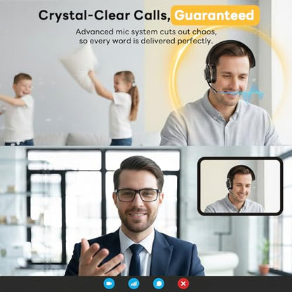 Bluetooth Headset, Wireless Headset with Mic for Work, Bluetooth 5.3, Wireless Headphones with AI Noise Cancelling Microphone (Clear Calls & Mic Mute), USB Dongle, for Computer/PC/Laptop/Zoom - color: Black