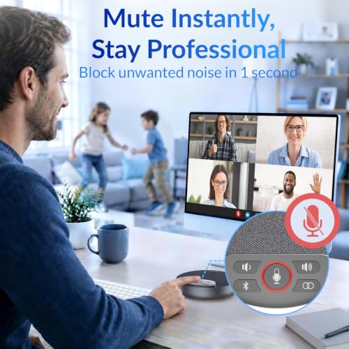 FreeChat Speakerphone, Conference Speaker with 4 Mics, 360° Enhanced Voice Pickup | AI Noise Reduction, AI Echo Cancellation, Auto Volume Balance, Plug & Daisy Chain, Full-Duplex Calling - color: Supports 2-Unit Daisy-Chaining
