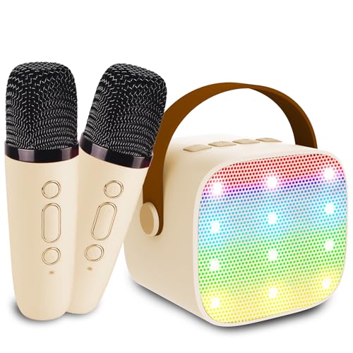 Mini Karaoke Machine for Kids & Adult, 4-12 Years Old Girls Christmas Birthday Gift, Karaoke Toys Gifts for Girls Ages 4, 5, 6, 7, 8, 9, 10, 12 +Year Old Birthday Party Beige - color: Beige