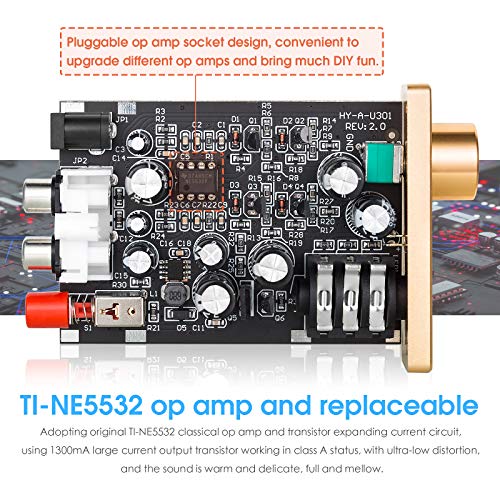 Douk Audio U3 Headphone Amps, Mini Hi-Fi Amplifier for Home Desktop PC 6.35mm / 3.5mm Headsets, Class A, RCA Input, DC 5V