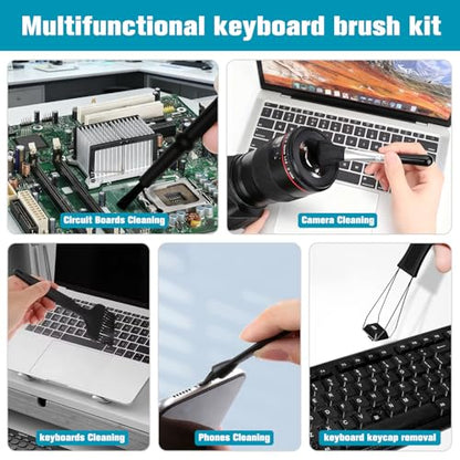 6PCS Keyboard Brush Cleaner Kit with Keycap Puller & Switch Puller, PP Handle Nylon Small Space Dust Removal Anti Static Brush for Computer Keyboard Electrical Appliance Seam Motherboard Camera