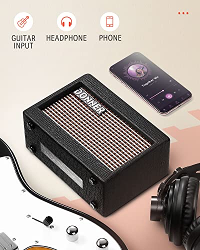 Donner Mini Electric Guitar Amp Wooden 5W Small mplifier Desktop Practice Guitar Speaker, M-3 - color: Wood
