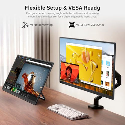 MNN 23.8" 100Hz FHD IPS USB-C HDMI Portable Gaming Monitor | 23.8" FHD IPS 100Hz, metal kickstand+speakers, USB-C/HDMI, PC/Phone/PS5/Xbox/Switch, home office & gaming. - size: 23.8" 1080P