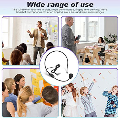 Boao 4 Pcs Headset Microphone Flexible Boom for Voice Amplifier Teachers | Hands-free Flexible Boom, 3.5mm Plug for Voice Amplifiers, Ideal for Speakers Singers Dancers Coaches Presentations