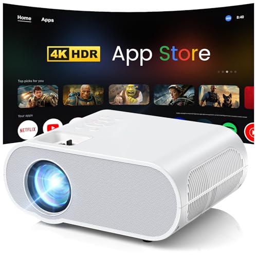 HOMPOW 4K Projector with WiFi and Bluetooth, 1500 ANSI Google TV Projector - style: Google system