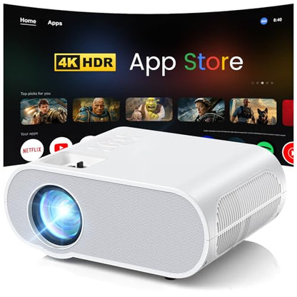 HOMPOW 4K Projector with WiFi and Bluetooth, 1500 ANSI Google TV Projector - style: Google system