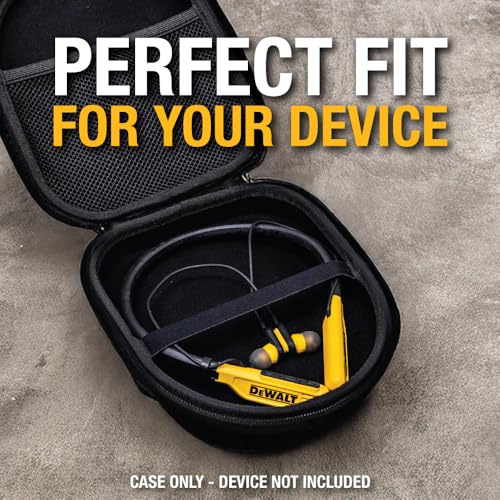 DEWALT Heavy Duty Protective Headphone Case for Neckband Earbuds | Lightweight w/EVA Earphone Hard Shell Case, Headset Travel Carry Shockproof, Water-Resistant, Soft Interior & Accessory