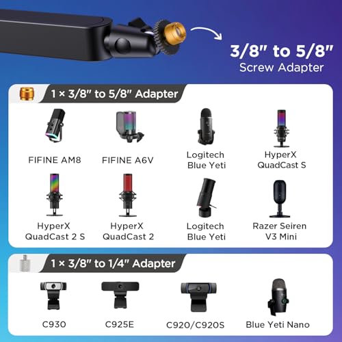InnoGear 로우 프로파일 마이크 암 붐 암 마이크 스탠드 데스크 마운트, 블랙 | Fifine AM8 K669B Elgato Blue Yeti Shure SM58 SM7B, 1.5kg(3,300파운드) 무게 용량, 진동 방지, 각도 조절 가능 - color: 블랙., style: 로우 프로파일 마이크 암
