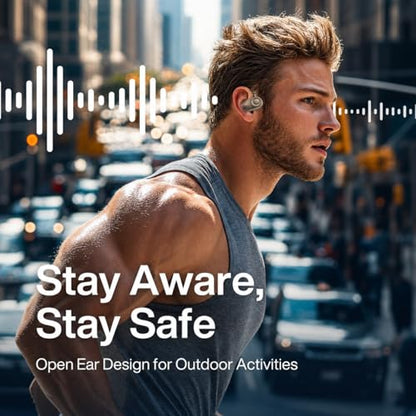 Open Ear Earbuds Bi-Axial Custom Fit Immersive Sound Wireless Headphones | Over The Ear Bluetooth Ear Buds Waterproof Long Battery for Running Outdoor Sports Travel Conference - OpenBass Fit Black - color: Onyx Black