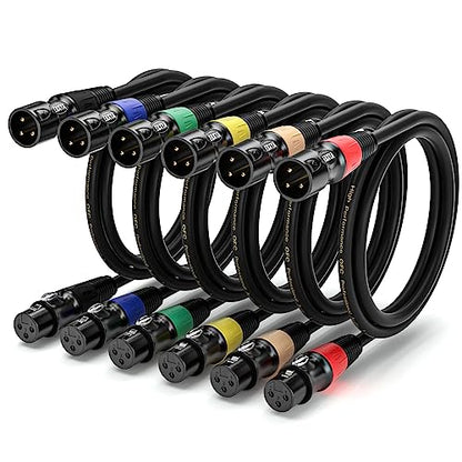 EBXYA 6ft XLR Cables 6-Pack - Male to Female Microphone Cable - size: 6ft, style: 6 Pack