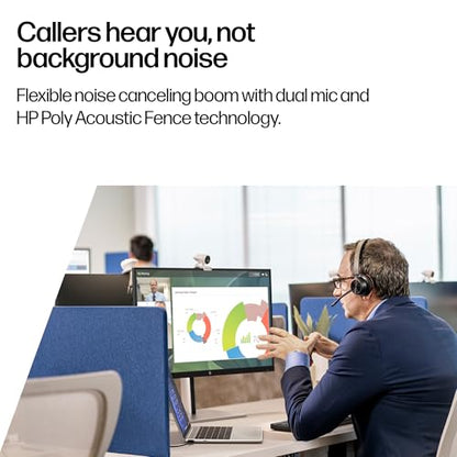 Poly Voyager 4320 UC Wireless Headset & Charge Stand (Plantronics) - Stereo Headphones w/Noise-Canceling Boom Mic - Connect PC/Mac/Mobile via Bluetooth (Renewed)