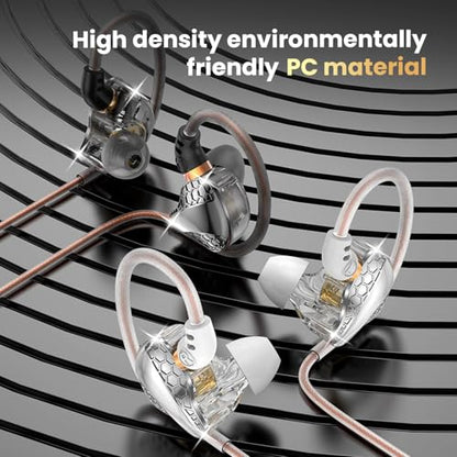 2 Pack in Ear Monitor Headphones, H89 IEM Earphone Wired Earbud | IEM for Gaming Music, Powerful Bass Crystal Clear Sound Ear Buds with Mic, Earbuds for Computer,School,Students 3.5 Plug - color: Black+White