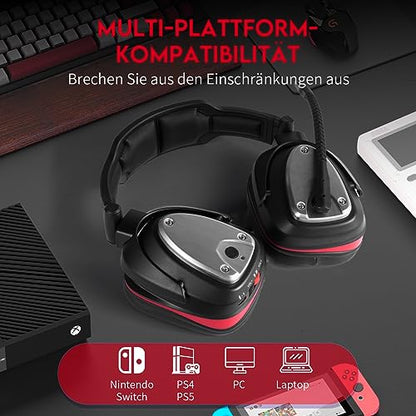 lHUHD Wireless Gaming Headset Headphones for PS4/5,Switch,PC Wireless Gaming Headsets for Computer with Microphone Over-Ear,Rotatable Headband