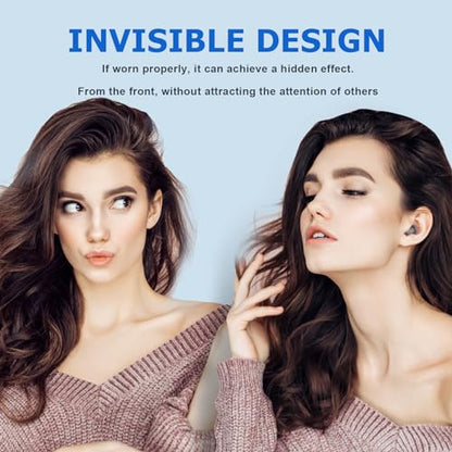 Xmenha Wireless Mini Invisible Earbuds - Hidden for Work, Bluetooth Micro Tiny Earbuds for Small Ears, Discreet Low Profile Spy Earpiece - color: White
