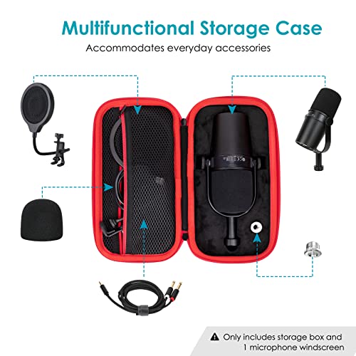 YOUSHARES MV7 Microphone Case Bag with Mic Cover Foam - Mic Case Hard Carring Case with Windshield Compatible with Shure MV7 USB Condenser Microphone - color: Microphone Case Bag