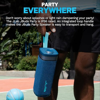 JLab, JBuds Party, Portable Bluetooth Speaker, Waterproof, RGB Lighting, Multi-Speaker Connect, Navy - color: Navy