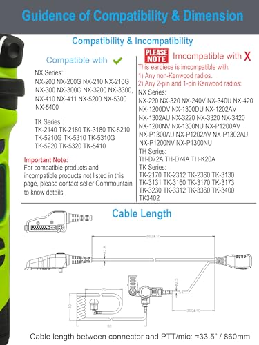 commountain Multi-Pin Earpiece for Kenwood Radios