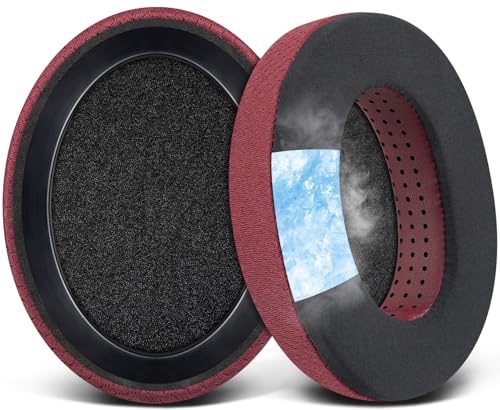 SOULWIT Cooling-Gel Earpads Cushions Replacement for Sennheiser HD650, HD660 S, HD660S2, HD600, HD6XX, HD58X, HD580, HD565, HD545, HD535 Headphones, Ear Pads with Ice Silk Fabric - Burgundy - color: Burgundy