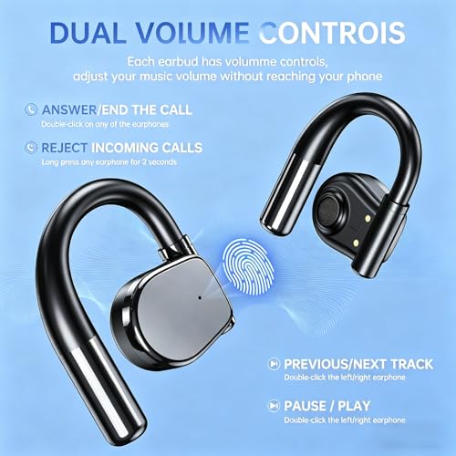 Open-Ear Bluetooth 5.3 Wireless Earbuds Hi-Fi Stereo 75-Hour Battery Life | Features high-resolution (Hi-Res) sound quality and clear call functionality, making it ideal for running and taking calls.