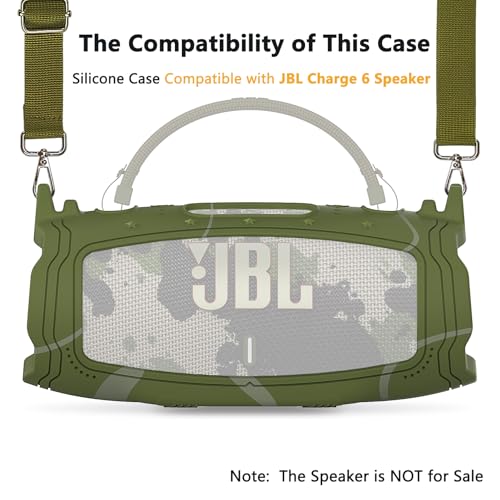 Silicone Cover Case for JBL Charge 6 Portable Bluetooth Speaker - color: Green