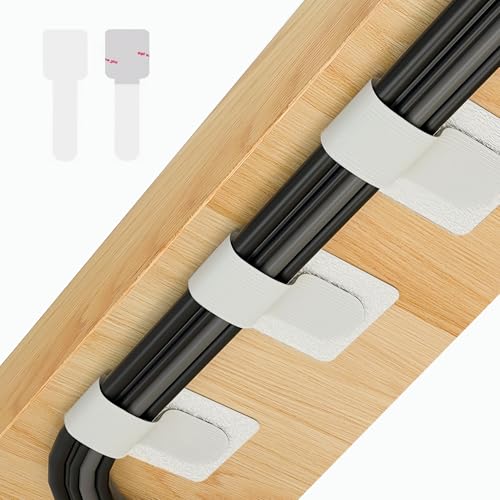 Abnii 50 PCS Hook and Loop Cable Ties, Under Desk Cable Management, White - color: White