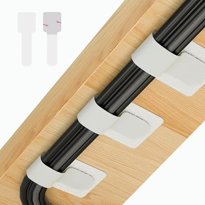 Abnii 50 PCS Hook and Loop Cable Ties, Under Desk Cable Management, White - color: White
