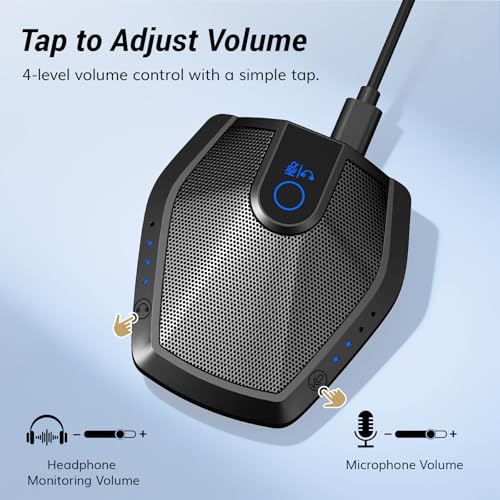 TONOR Conference USB Microphone with AI Noise Canceling for PC, G11 Pro | Condenser Mic with Volume Adjustment, Compatible with Windows and Mac, Desktop PC & Laptop for Teleconference, Court Reporter