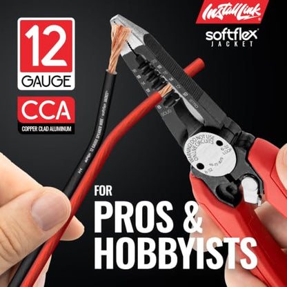 Install Link 12 AWG Gauge Speaker Wire (100 Feet) Car or Home Theater (CCA) | 12/2 Speaker Cable, 2-Conductor, Frosted Red/Black, Easy Strip, Polarity ID, for Car Audio & Home Stereo - color: Frosted Red/Black