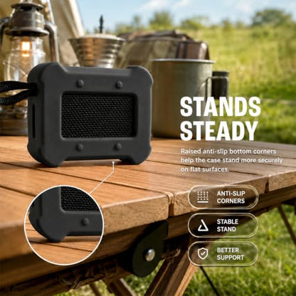COMECASE Silicone Case for JBL Go 5 with Metal Carabiner, Black, Case Only | Thickened Edges, Inner Cushioning Ribs, Easy Button Access, Uncovered Grille and Edge Light, for Travel and Outdoor Use - color: Black