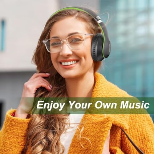 Wireless Bluetooth Headphones Over Ear V6.0 HiFi Stereo with Mic | 65H Playtime 6EQ Modes Foldable Bluetooth Headset with Microphone for Travel Smartphone Computer Laptop Green - color: Green