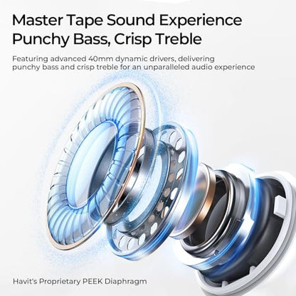 havit Space S1 Adaptive Noise Cancelling Wireless Over Ear Headphones - color: Silver