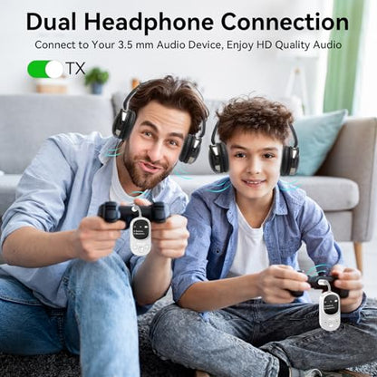 Airplane Bluetooth 5.3 Transmitter Receiver Adapter, Supports 2 AirPods or Headphones with aptX Low Latency, 3.5mm AUX Jack Wireless Audio Transmitter for Planes, Airline, Travel, TV (White)