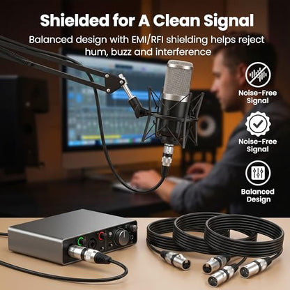 GEARit 22AWG OFC XLR Cables 3FT 10-Pack Male to Female for Studio Recording | Balanced 3-Pin Microphone Cables with Dual Shielding for Podcasters Streamers Mixers Powered Speakers and Desktop Audio Gear - size: 3 Feet (10-Pack), style: 10 Pack