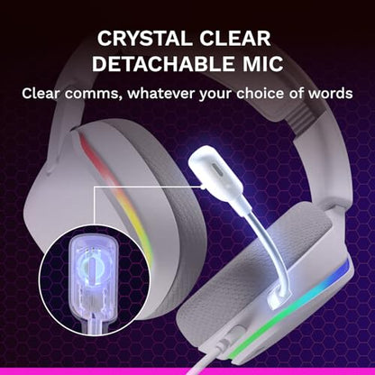 GLORIOUS GHS Eternal RGB - Stereo RGB Gaming Headset for PC, PS5, PS4, Switch - Custom Tuned Angled Drivers, Adjustable Crystal Clear Detachable Mic, USB-C - Durable, All Day/Night Comfort - White - color: White RGB